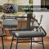 3 Piece Bistro Set, Wicker Outdoor Patio Furniture Set with Glass Top Table