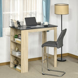 Bar Table Counter Height Dining Table with 3 Storage Shelves for Kitchen