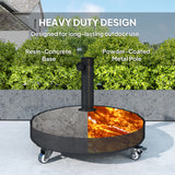 Round Umbrella Base with Wheels, Cement-Filled 55 lbs Parasol Stand