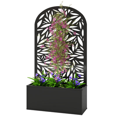 Metal Garden Bed with Trellis for Climbing Plants
