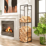 Firewood Rack Outdoor, Heavy Duty Log Holder with Adjustable Shelf for Fireplace, Indoor Outdoor Fire Wood Storage Rack