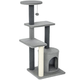 Cat Tree Cat Tower Multi-Level with Sisal Scratching Post for Kittens and Adults Grey Large 41