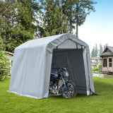 8' x 6' Carport with Sidewalls and Roll-up Door, Outdoor Storage Shelter for Motorcycle and Car
