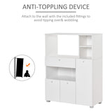Compact Kitchen Pantry Cabinet Server Hutch Storage Buffet with Microwave Oven Stand Drawer and Shelves