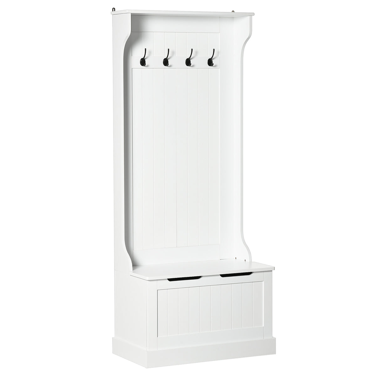 Meuble d'entrée 4-en-1 avec porte-manteau, étagère supérieure, rangement à chaussures et banc, banc d'entrée avec 4 crochets