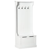 Meuble d'entrée 4-en-1 avec porte-manteau, étagère supérieure, rangement à chaussures et banc, banc d'entrée avec 4 crochets