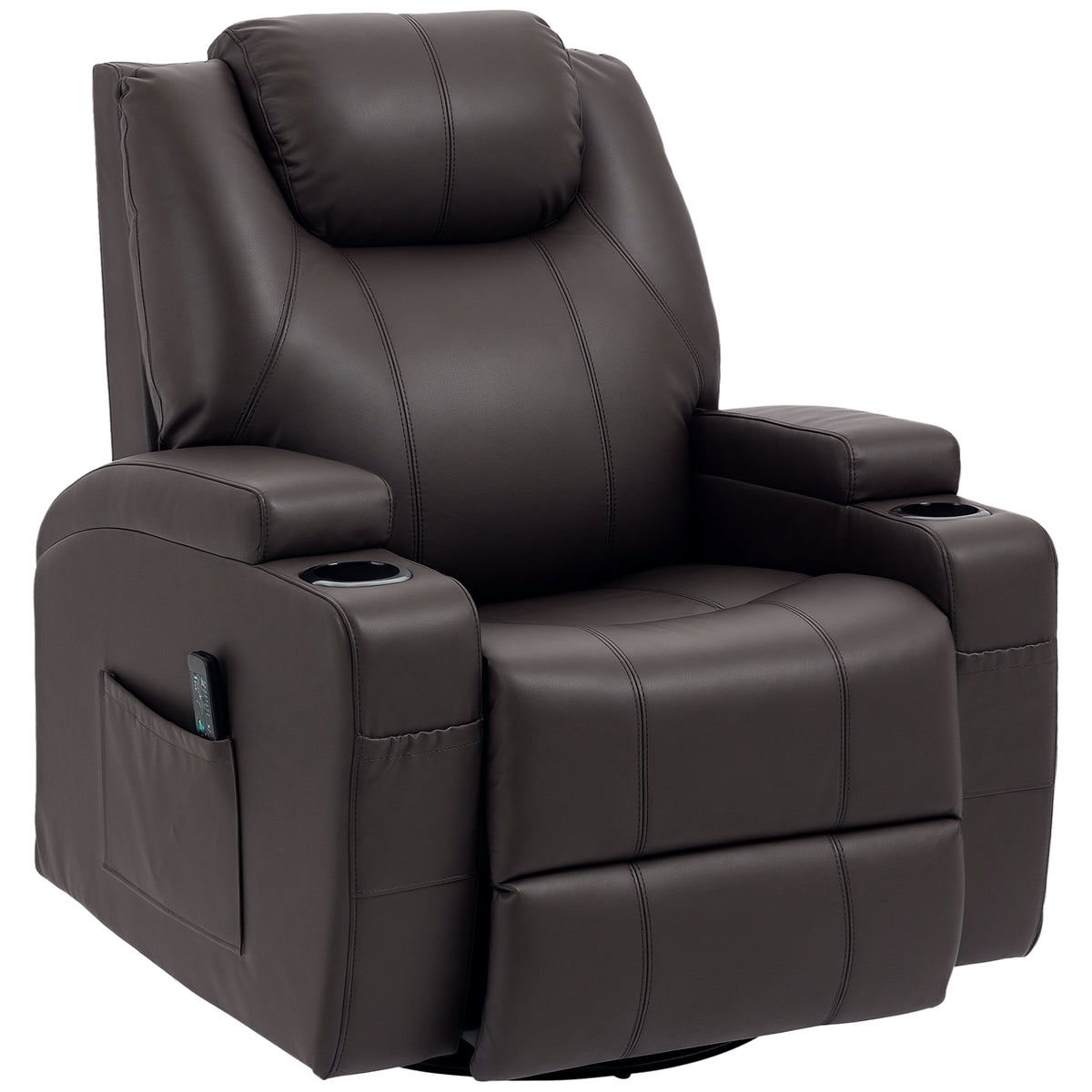Fauteuil inclinable de massage, fauteuil à bascule pivotant pour chambre de bébé, canapé inclinable manuel avec 8 points de vibration, cuir PU