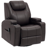 Fauteuil inclinable de massage, fauteuil à bascule pivotant pour chambre de bébé, canapé inclinable manuel avec 8 points de vibration, cuir PU