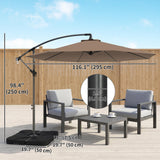 9.6ft Offset Patio Umbrella Garden Hanging Parasol Banana Cantilever Umbrella with Base