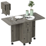Table à manger pliante, table de cuisine roulante avec tiroirs de rangement et armoire, table à abattants sur roulettes