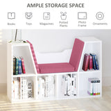 6-Cubby Bookcase with Seat Cushion, Cube Storage Shelf with Reading Nook for Home Office