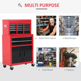 6-Drawer Rolling Tool Chest, 2 in 1 Lockable Storage Cabinet with Hooks, Metal Tool Box for Garage