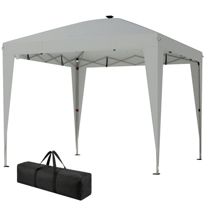 10 x 10 ft Pop Up Canopy Tent with Central Light, UPF 50+ Instant Portable Canopy Shelter with Remote