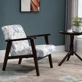 Fauteuil d'appoint Mid-Century Modern Fauteuil rétro en tissu avec accoudoirs en bois et rembourrage pour salon