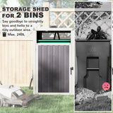 Double Garbage Bin Shed, Lockable Outdoor Storage Shed with Openable Lid, Galvanized Frame for Garden Patio