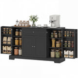 Armoire de rangement de cuisine moderne de 44 po avec tiroir, étagères réglables, garde-manger petite cuisine avec portes de rayons