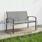 Outdoor Garden Bench, 44 in Metal Patio Garden Park Bench with Breathable Mesh Fabric, 528 lb Load Capacity