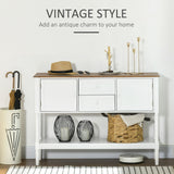 Vintage Console Table with 2 Drawers and Cabinets, Retro Sofa Table for Entryway