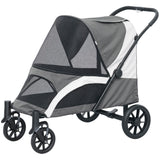 Foldable Pet Stroller for Medium Dogs with Four Big Wheels, Shock-Absorbing Frame