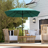 7.6FT Aluminum Patio Umbrella Parasol 8 Ribs Outdoor Market Umbrella with Crank, Push Button Tilt for Deck