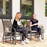 Banc glissoir extérieur avec table à café, chaise berçante loveseat 2 places patio avec sling respirant pour cour jardin porche