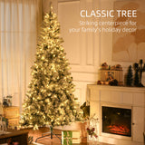 7.5ft Artificial Prelit Christmas Tree with Warm White LED Light, Metal Base