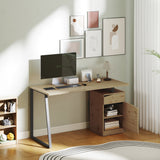 53 Inch Computer Desk, Writing Table with Cabinet, Drawer, Adjustable Shelf for Home Office Study