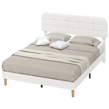 Queen Size Bed Frame with Adjustable Headboard Upholstered Platform Bed Frame with Wood Slat Support Noise Free