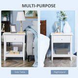 Modern Style Nightstand, Small End Table with Drawer and Storage Shelf for Bedroom