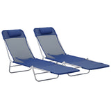 Set of 2 Folding Chaise Lounge Chairs, Reclining Backrest