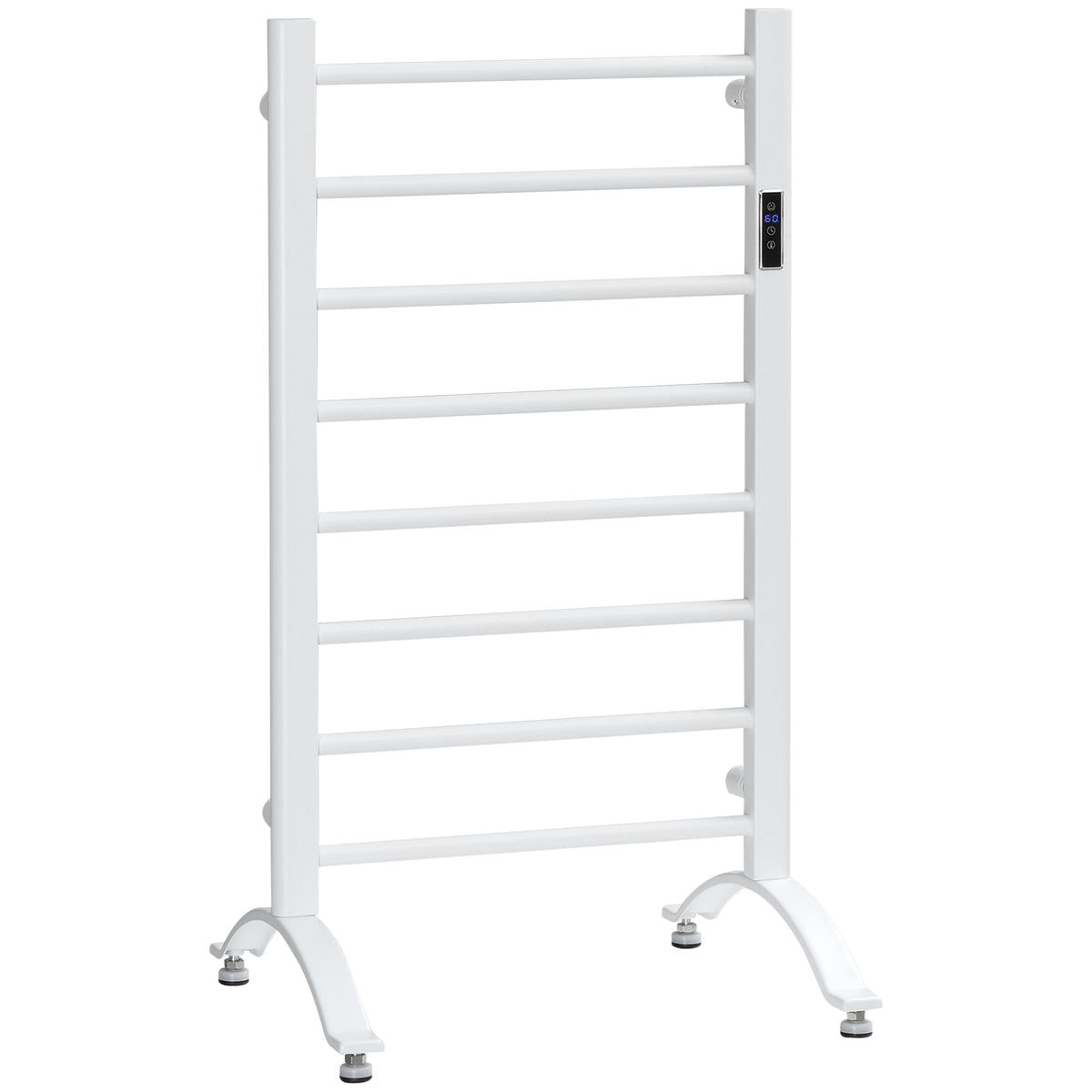 8-Bar Heated Towel Warmer Rack with Built-in Timer and LED Indicators, Wall Mounted & Free Standing Carbon Steel Electric Towel Bar with Adjustable Temperature