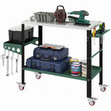 2Tier Rolling Welding Table, Lockable Steel Heavy Duty Welding Workbench Table with Side Tray