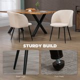Lot de 2 chaises de salle à manger, chaises de cuisine rembourrées en tissu sherpa avec dossier et pieds en acier