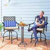 Ensemble de tabourets de bar extérieurs, lot de 2, Chaises de patio pivotantes hauteur de bar avec coussin, repose-pieds et oreiller pour bord de piscine