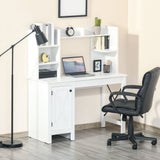 Computer Desk with Storage, 47 Inch Farmhouse Home Office Desk with Open Shelves and 2-Tier Cabinet