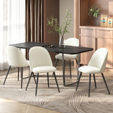 Set of 4 Modern Dining Chairs, Velvet Upholstered Kitchen Chairs with Steel Legs for Living Room