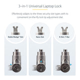 StarTech.com 3-in-1 Universal Laptop Lock 6.6ft (2m), Master Keyed Loc