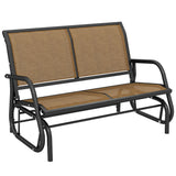 Banc berçant d'extérieur, Chaise berçante de patio 2 personnes, Banc balançoire de canapé de jardin d'extérieur avec tissu maille respirant, cadre en acier pour cour
