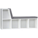 Multi-Purpose Bookshelf with 5 Cubes, 5-Cubby Bookcase with Cushioned Reading Nook and Storage Shelves