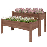 2 Tiers Wood Plant Raised Bed Flower Vegetable Herb Grow Box Stand Garden Step Planter Stand Free Combination