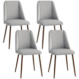 Upholstered Dining Chairs Set of 4, Velvet Accent Chair with Back and Wood-grain Steel Leg for Kitchen