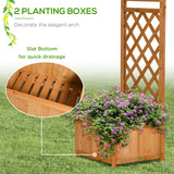 7.7FT Garden Arch with 2 Foldable Planter Boxes, Outdoor Wooden Trellis Arbor for Ceremony Party Weddings