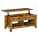 Lift Top Coffee Table with Hidden Storage Compartment and Open Shelves