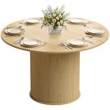 Round Dining Table for 4-6, 47 Inch Kitchen Table with Fluted Pedestal Base