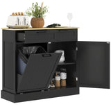 Armoire à Bac Poubelle Caché, Armoire Poubelle Basculante avec 2 Tiroirs