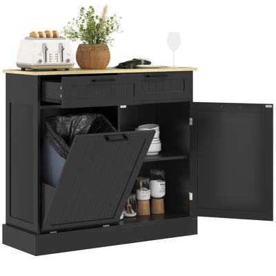 Armoire à Bac Poubelle Caché, Armoire Poubelle Basculante avec 2 Tiroirs