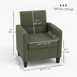 Fauteuil d'accent en tissu, fauteuil moderne avec coussin de siège et patins antidérapants pour salon