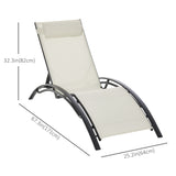 Patio Lounge Chair, Aluminum Reclining Outdoor Tanning Chair with 5-Level Adjustable Backrest, Head Pillow and Breathable Mesh Fabric