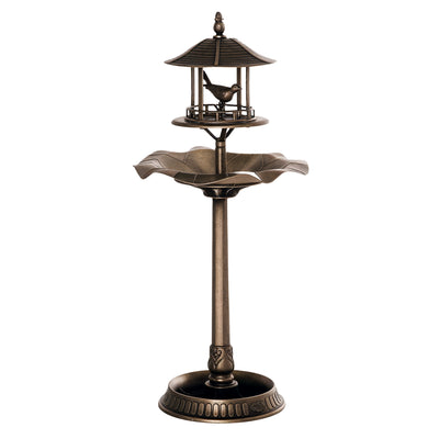 3-in-1 Garden Bird Bath Bowl Pedastal with Bird Feeder, Large Water Basin