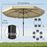 Parasol de patio 10 pi avec bouton-poussoir d'inclinaison et manivelle